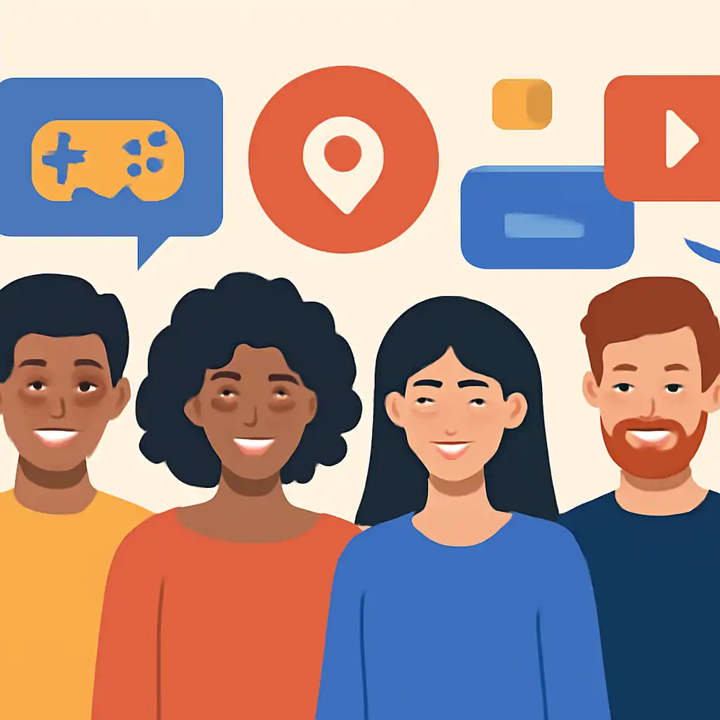 Group of diverse users smiling: BDG Net community photo