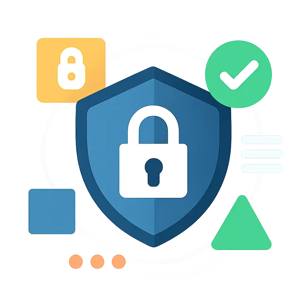 Security shield icon with lock: BDG Net safety visualization